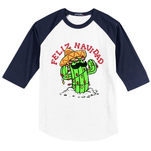 Feliz Navidad Merry Christmas Cactus Funny Humor Spanish Baseball Sleeve Shirt