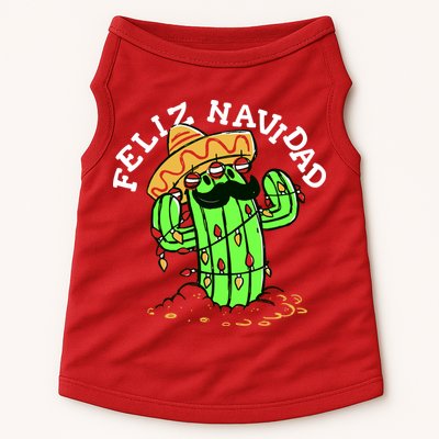 Feliz Navidad Merry Christmas Cactus Funny Humor Spanish Doggie Tank