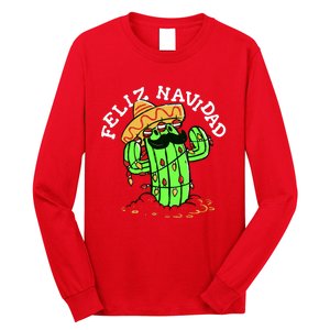 Feliz Navidad Merry Christmas Cactus Funny Humor Spanish Long Sleeve Shirt