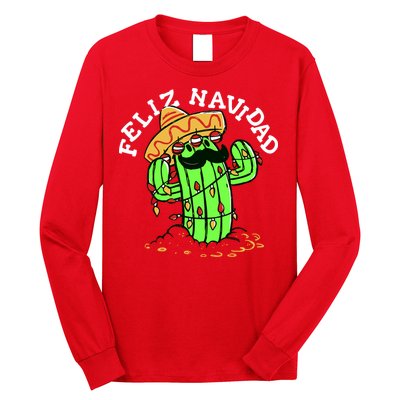 Feliz Navidad Merry Christmas Cactus Funny Humor Spanish Long Sleeve Shirt