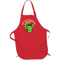 Feliz Navidad Merry Christmas Cactus Funny Humor Spanish Full-Length Apron With Pockets