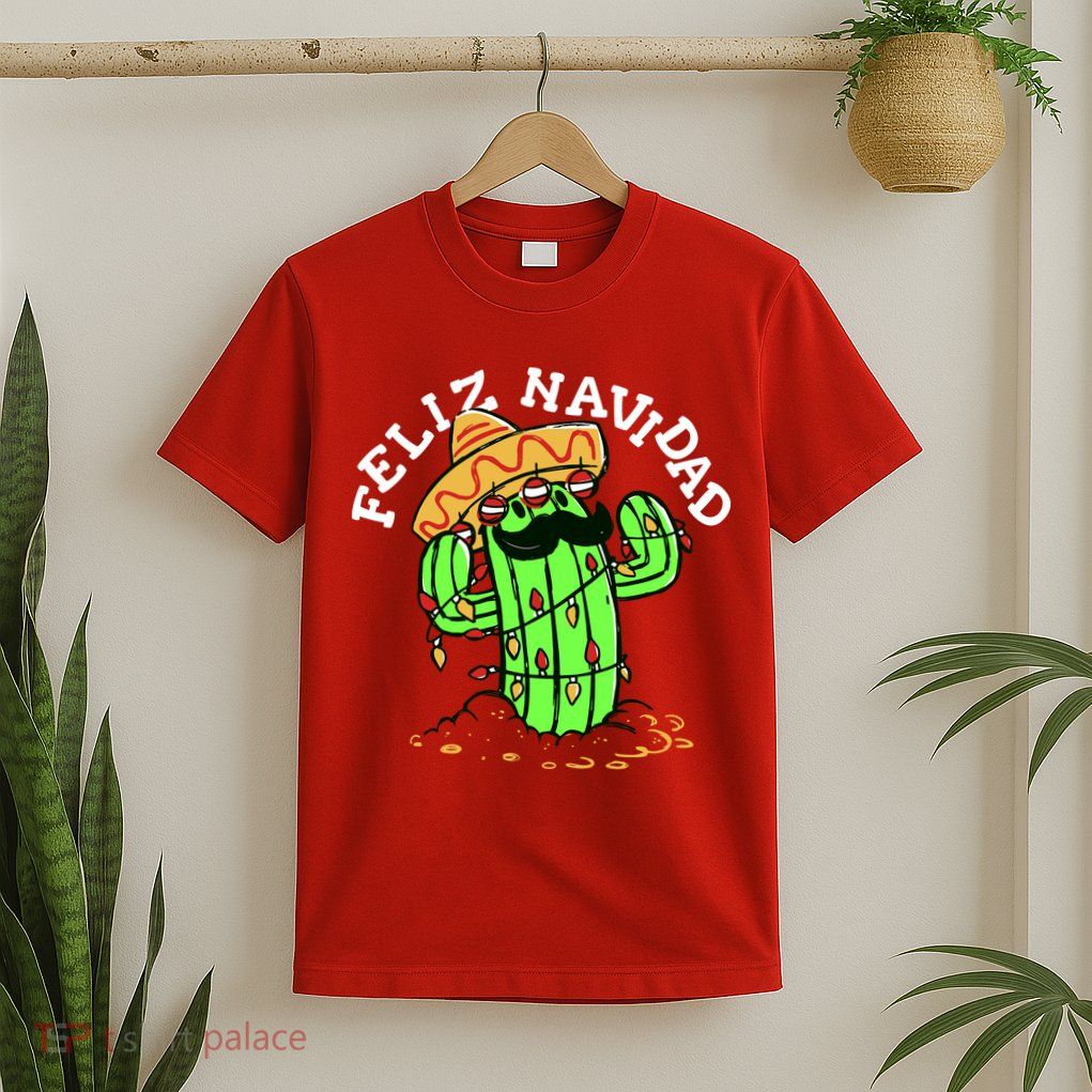 Feliz Navidad Merry Christmas Cactus Funny Humor Spanish T-Shirt