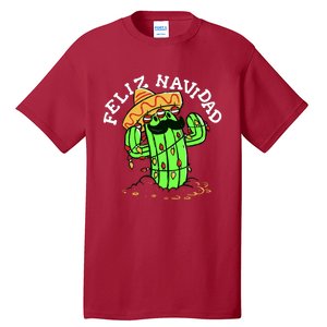 Feliz Navidad Merry Christmas Cactus Funny Humor Spanish Tall T-Shirt