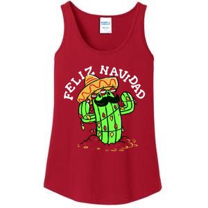 Feliz Navidad Merry Christmas Cactus Funny Humor Spanish Ladies Essential Tank