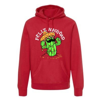 Feliz Navidad Merry Christmas Cactus Funny Humor Spanish Premium Hoodie