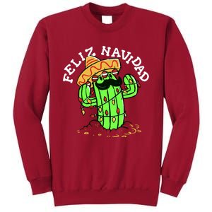 Feliz Navidad Merry Christmas Cactus Funny Humor Spanish Tall Sweatshirt