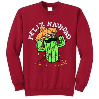 Feliz Navidad Merry Christmas Cactus Funny Humor Spanish Tall Sweatshirt