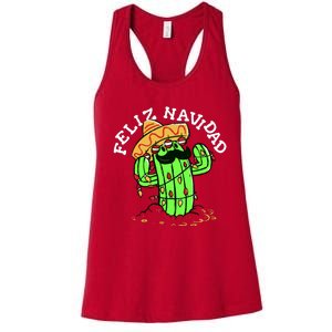 Feliz Navidad Merry Christmas Cactus Funny Humor Spanish Women's Racerback Tank