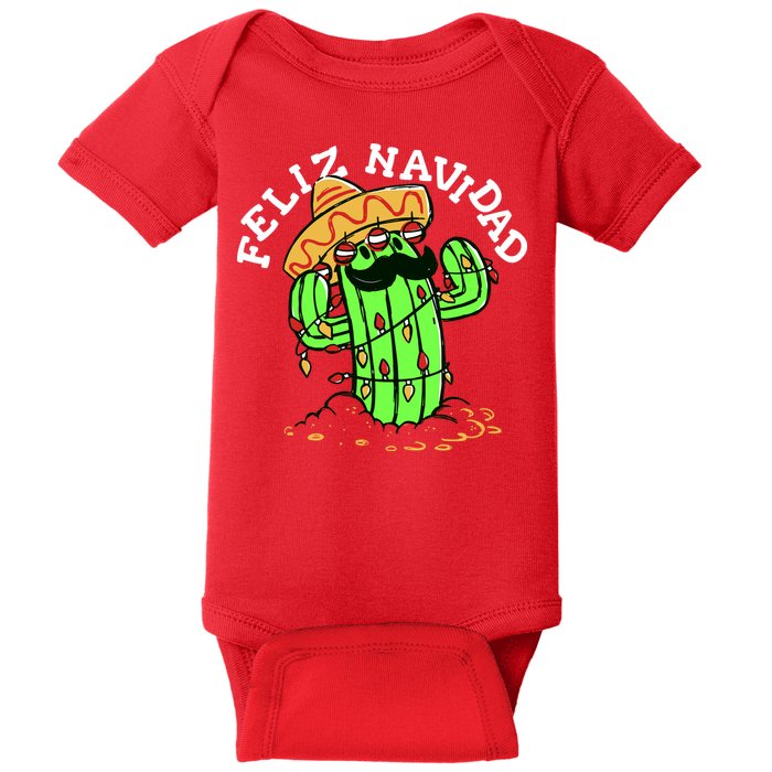 Feliz Navidad Merry Christmas Cactus Funny Humor Spanish Baby Bodysuit