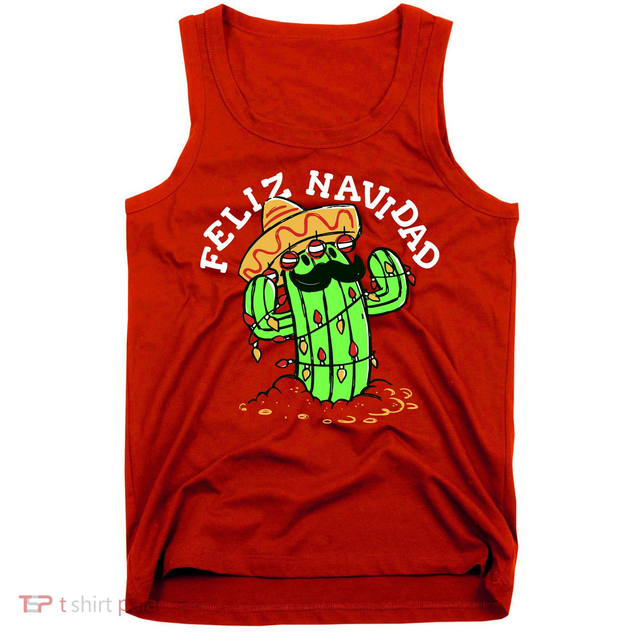Feliz Navidad Merry Christmas Cactus Funny Humor Spanish Tank Top