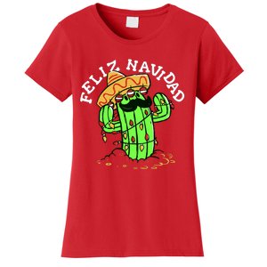 Feliz Navidad Merry Christmas Cactus Funny Humor Spanish Women's T-Shirt