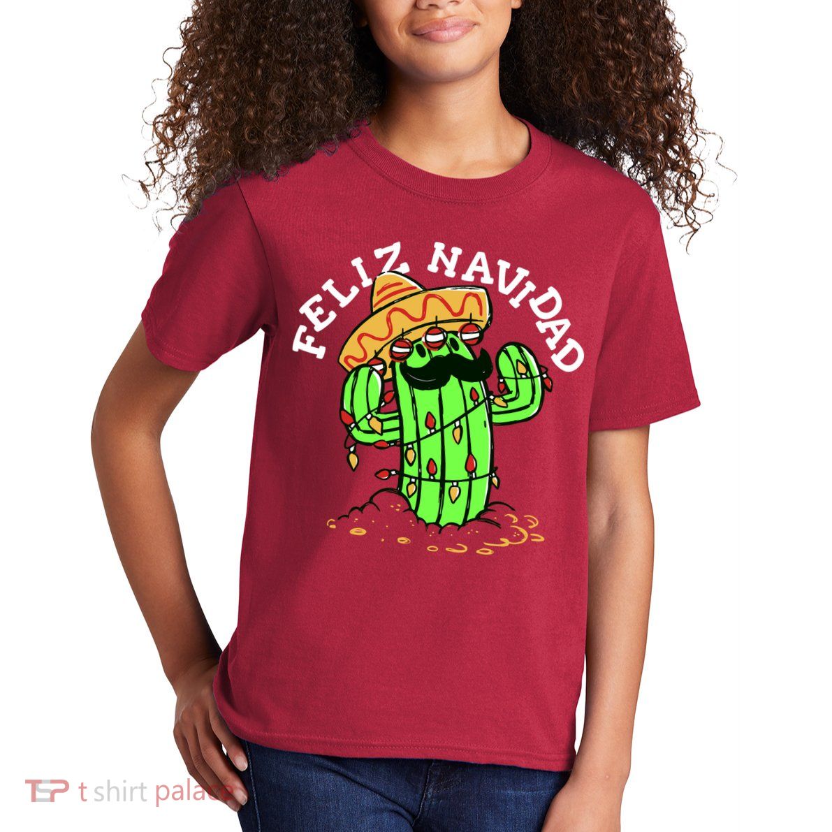 Feliz Navidad Merry Christmas Cactus Funny Humor Spanish Kids T-Shirt