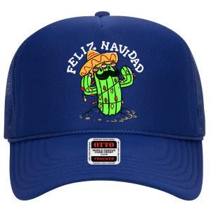 Feliz Navidad Merry Christmas Cactus Funny Humor Spanish High Crown Mesh Back Trucker Hat