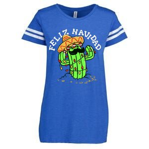 Feliz Navidad Merry Christmas Cactus Funny Humor Spanish Enza Ladies Jersey Football T-Shirt