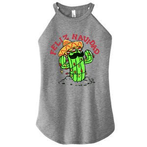 Feliz Navidad Merry Christmas Cactus Funny Humor Spanish Women's Perfect Tri Rocker Tank