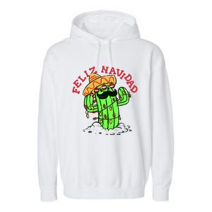 Feliz Navidad Merry Christmas Cactus Funny Humor Spanish Garment-Dyed Fleece Hoodie