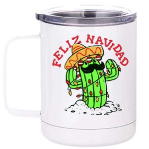 Feliz Navidad Merry Christmas Cactus Funny Humor Spanish 12 oz Stainless Steel Tumbler Cup