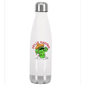 Feliz Navidad Merry Christmas Cactus Funny Humor Spanish Stainless Steel Insulated Water Bottle