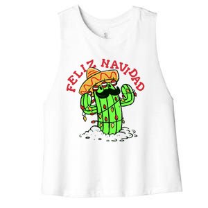 Feliz Navidad Merry Christmas Cactus Funny Humor Spanish Women's Racerback Cropped Tank