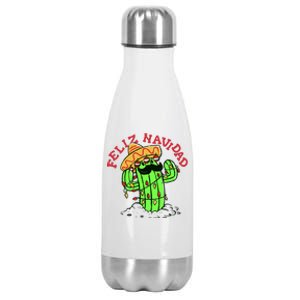 Feliz Navidad Merry Christmas Cactus Funny Humor Spanish Stainless Steel Insulated Water Bottle