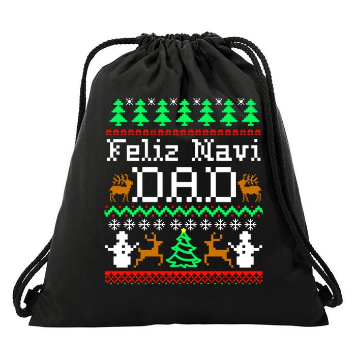 Feliz Navidad Mexican Ugly Christmas Sweater Drawstring Bag