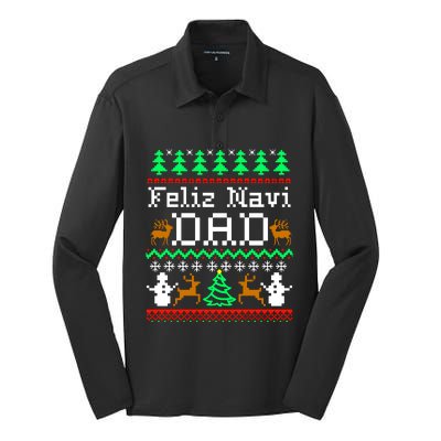 Feliz Navidad Mexican Ugly Christmas Sweater Silk Touch Performance Long Sleeve Polo