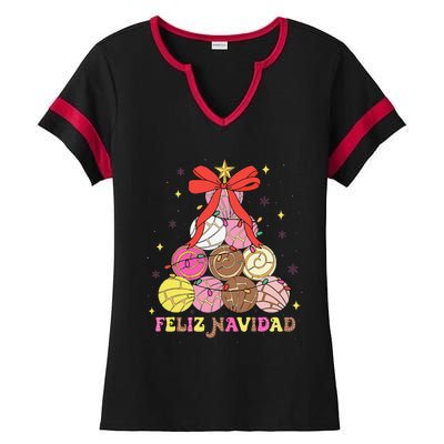 Feliz Navidad Matching Family Spanish Christmas Tree Mexican Ladies Halftime Notch Neck Tee