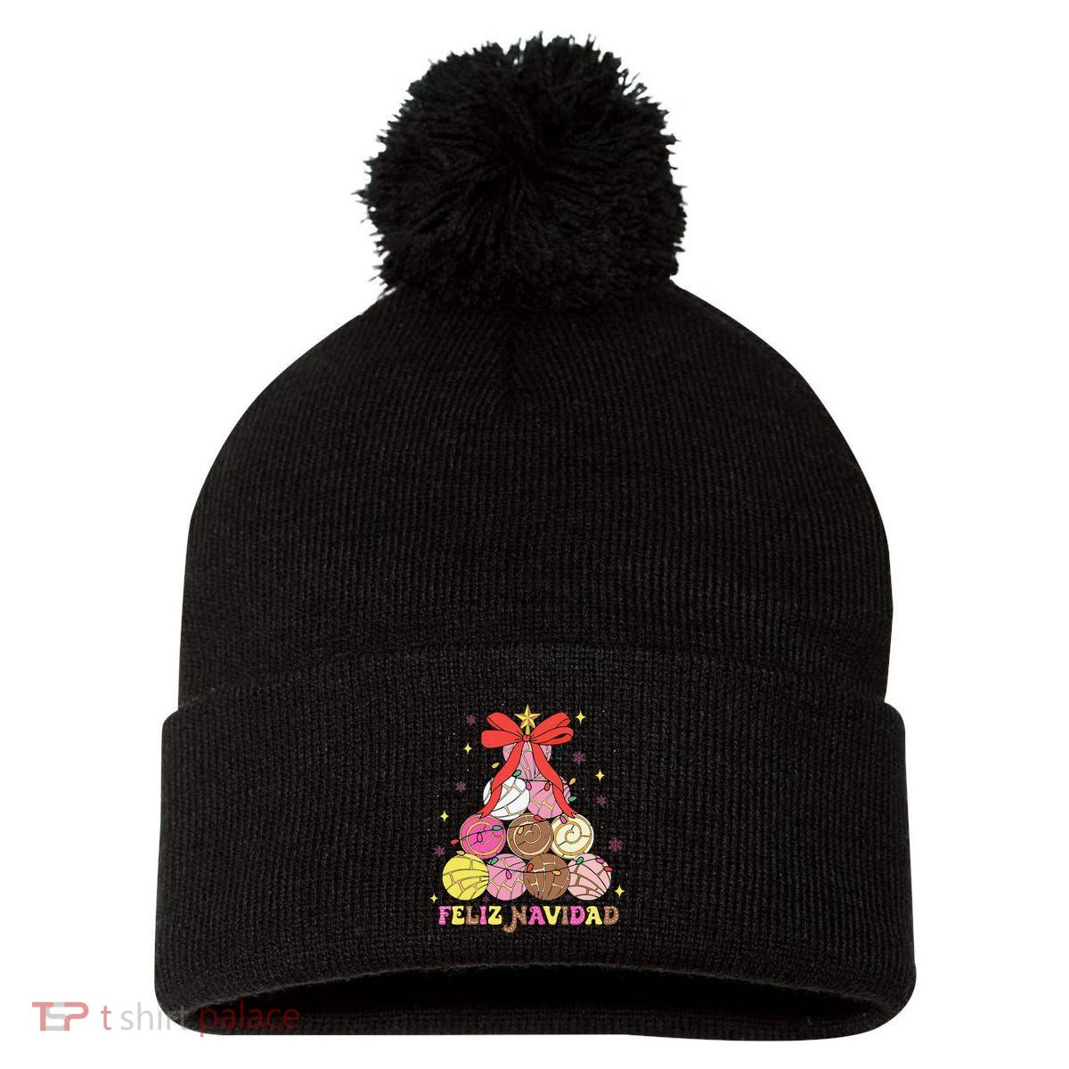 Feliz Navidad Matching Family Spanish Christmas Tree Mexican Pom Pom 12in Knit Beanie