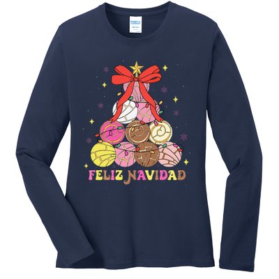 Feliz Navidad Matching Family Spanish Christmas Tree Mexican Ladies Long Sleeve Shirt