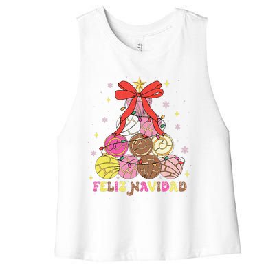 Feliz Navidad Matching Family Spanish Christmas Tree Mexican Women's Racerback Cropped Tank