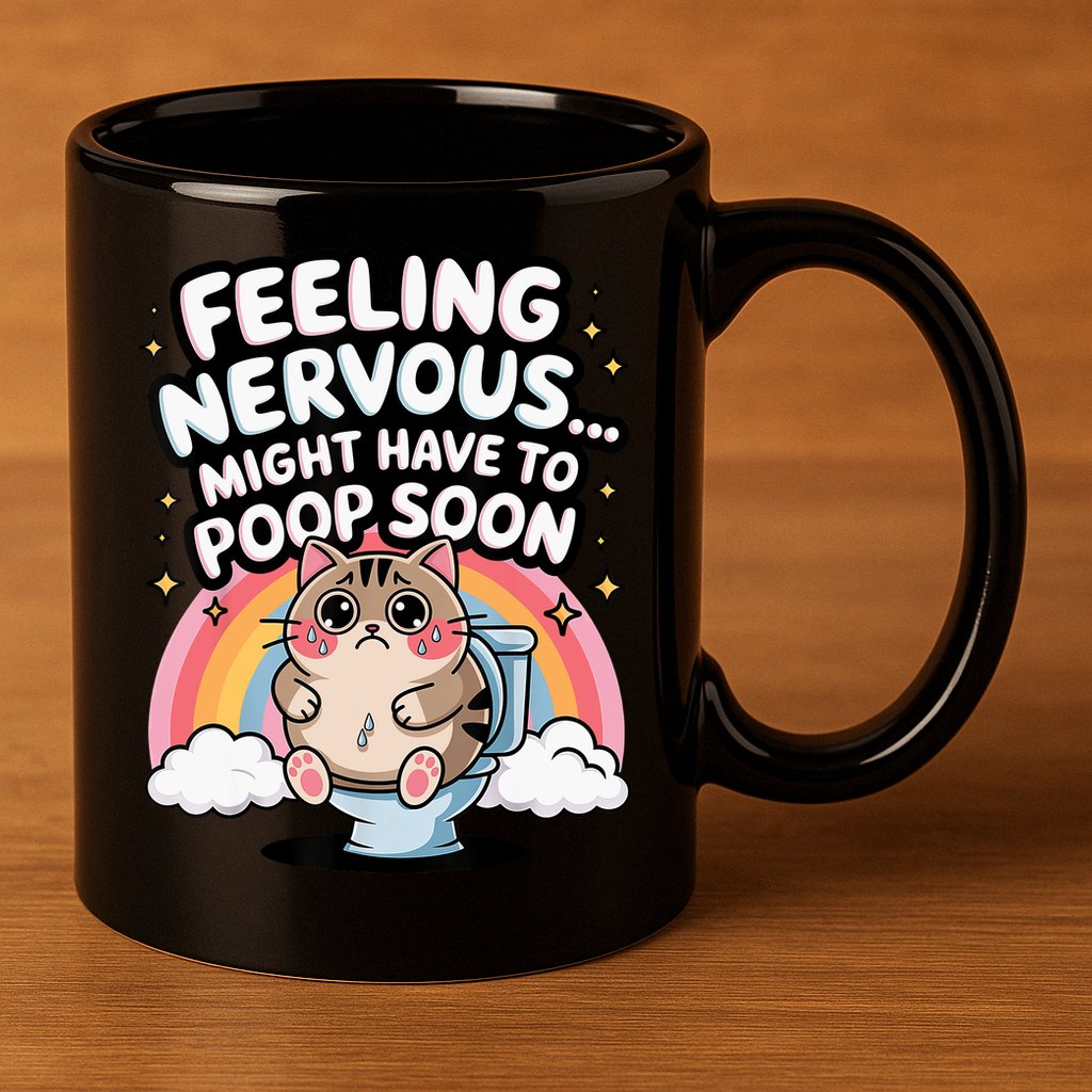 Feeling Nervous Might Have To Poop Soon Funny Saying  11oz C Handle Ceramic Mug