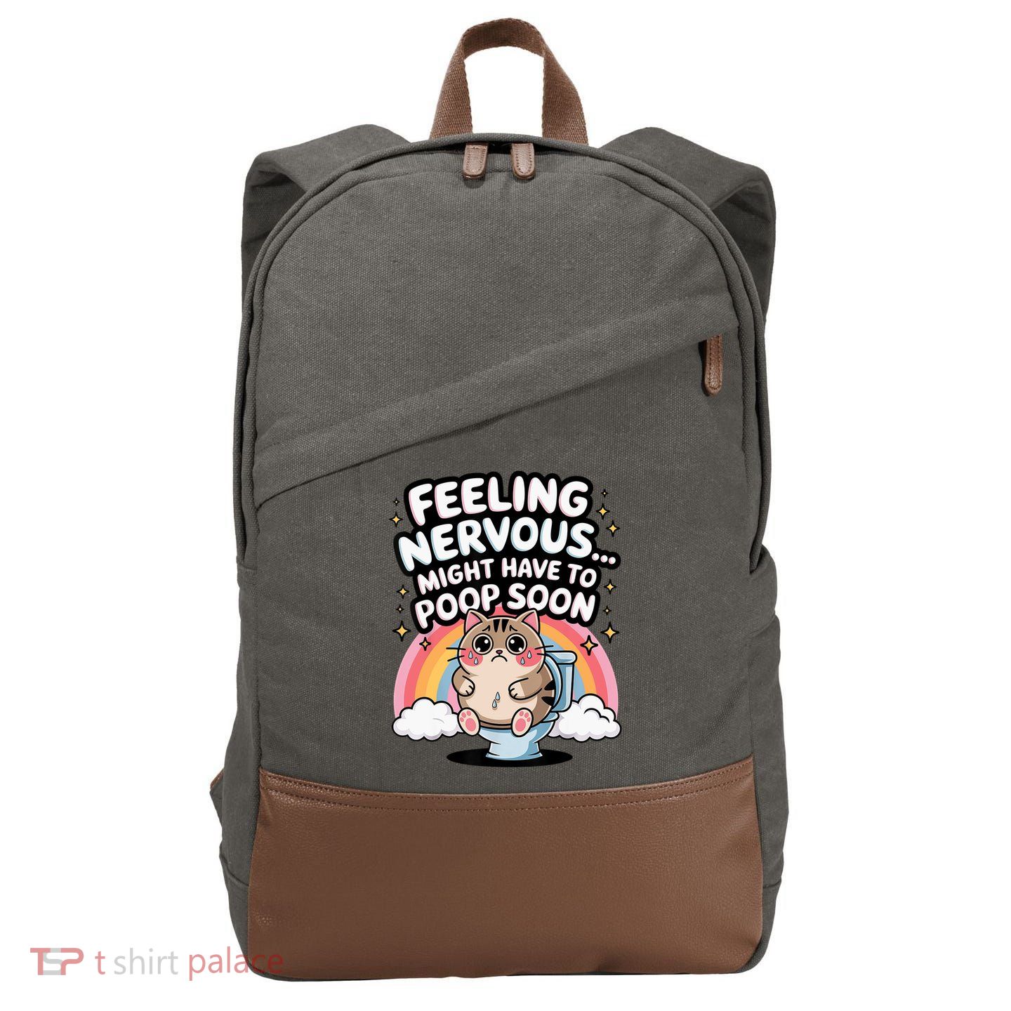 Feeling Nervous Might Have To Poop Soon Funny Saying  Cotton Canvas Backpack