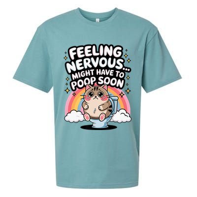 Feeling Nervous Might Have To Poop Soon Funny Saying  Sueded Cloud Jersey T-Shirt