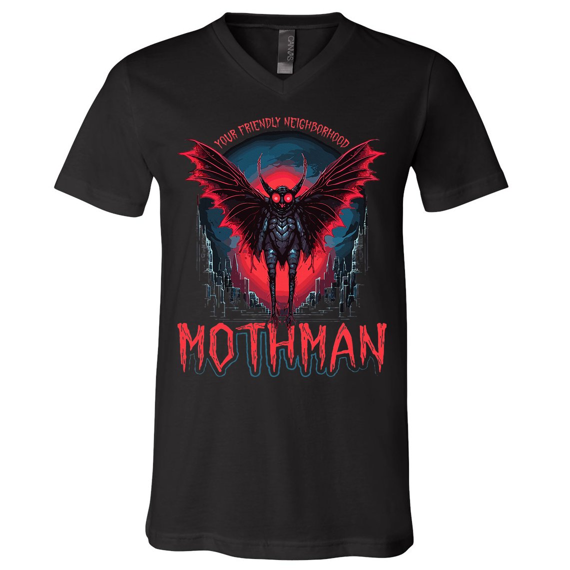Friendly Neighborhood Mothman Cryptid V-Neck T-Shirt