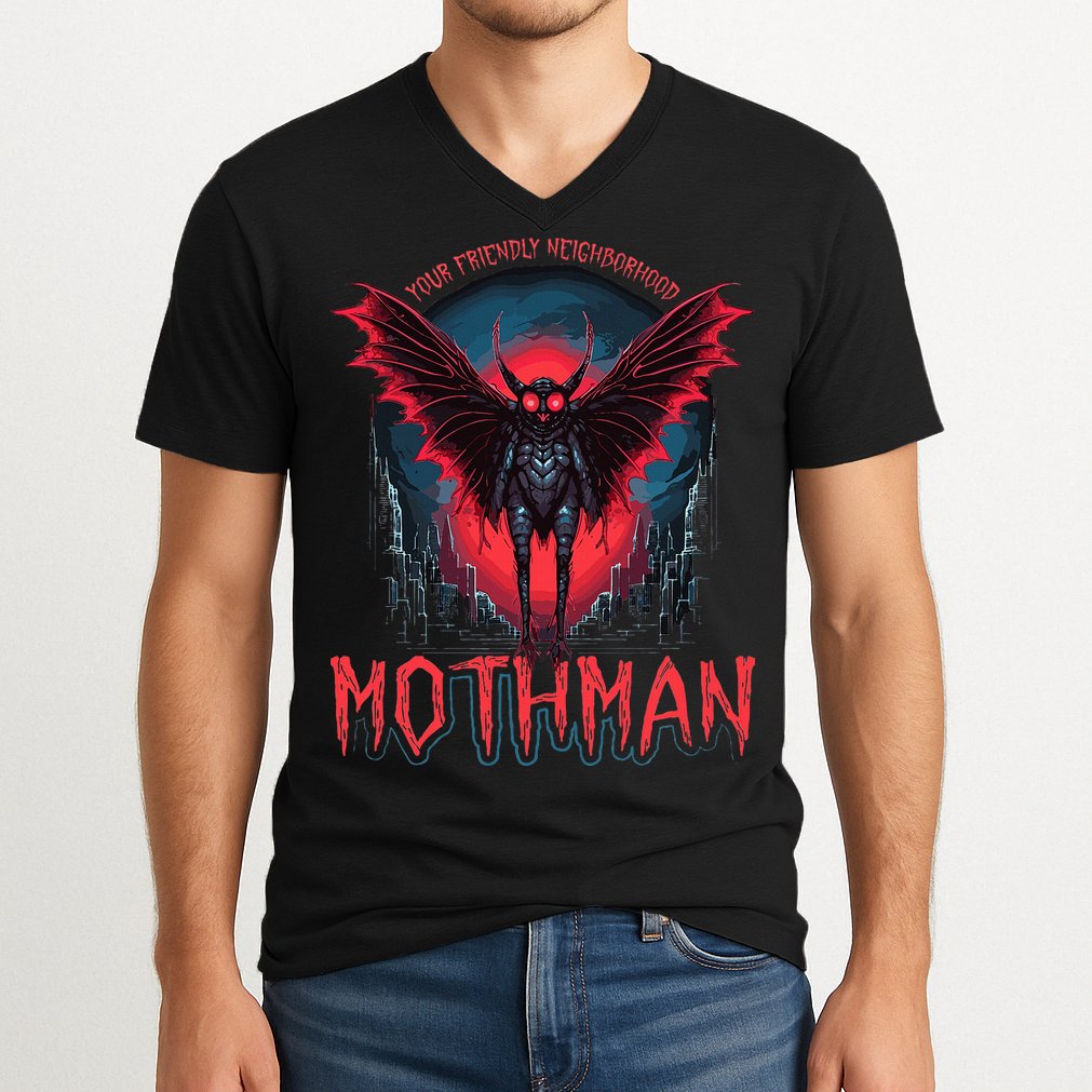 Friendly Neighborhood Mothman Cryptid V-Neck T-Shirt