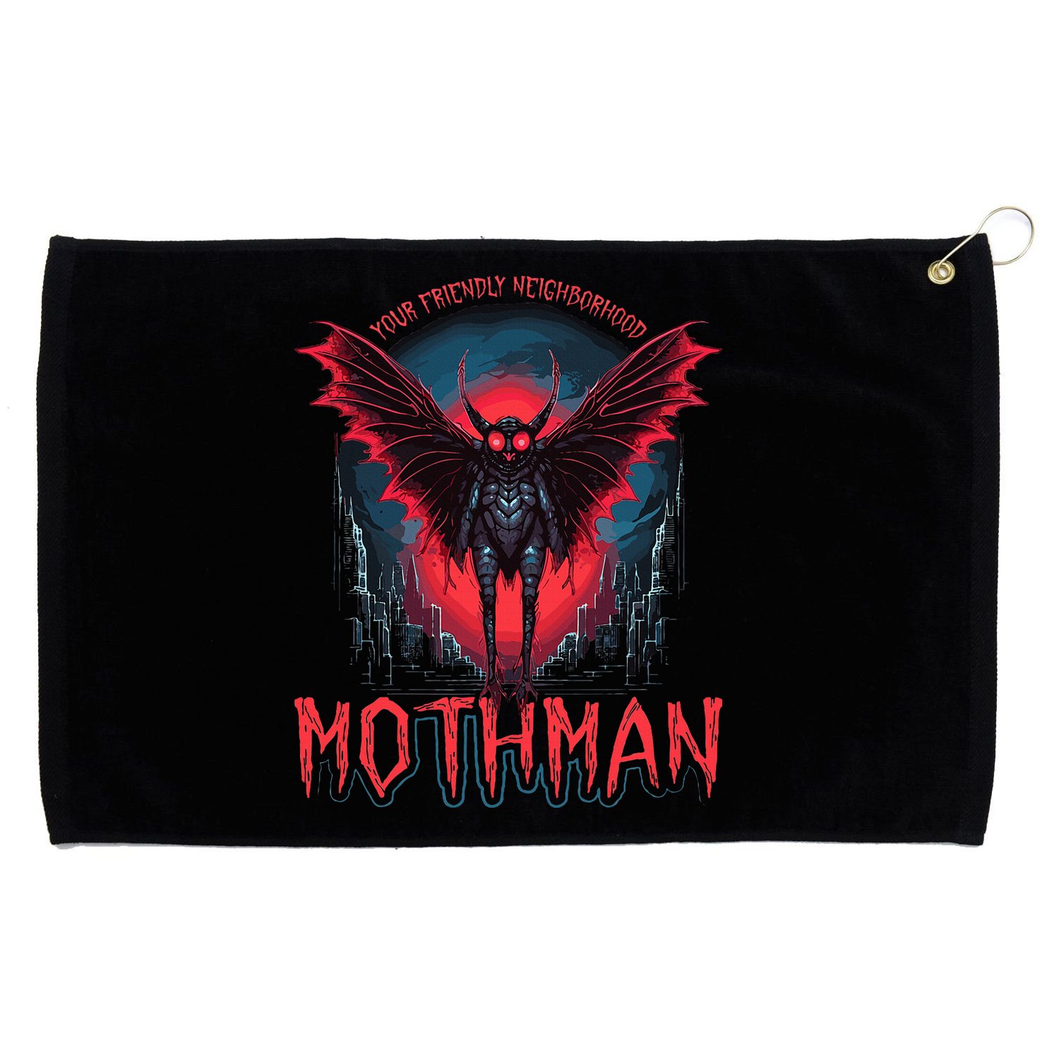 Friendly Neighborhood Mothman Cryptid Grommeted Golf Towel