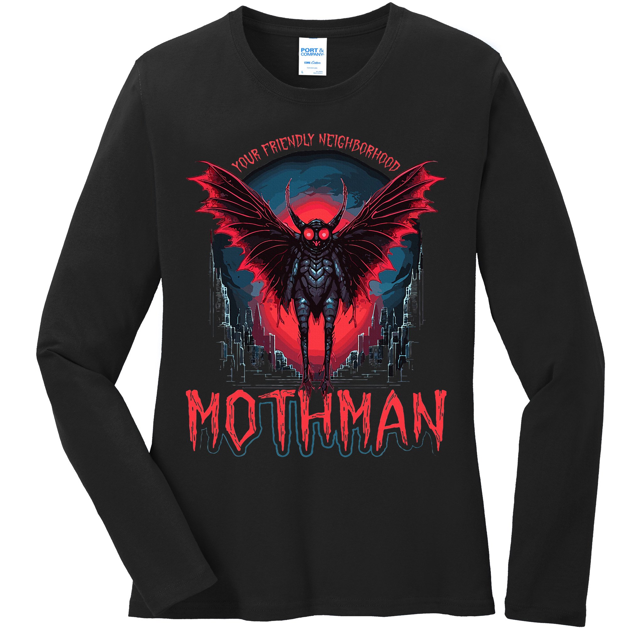 Friendly Neighborhood Mothman Cryptid Ladies Long Sleeve Shirt