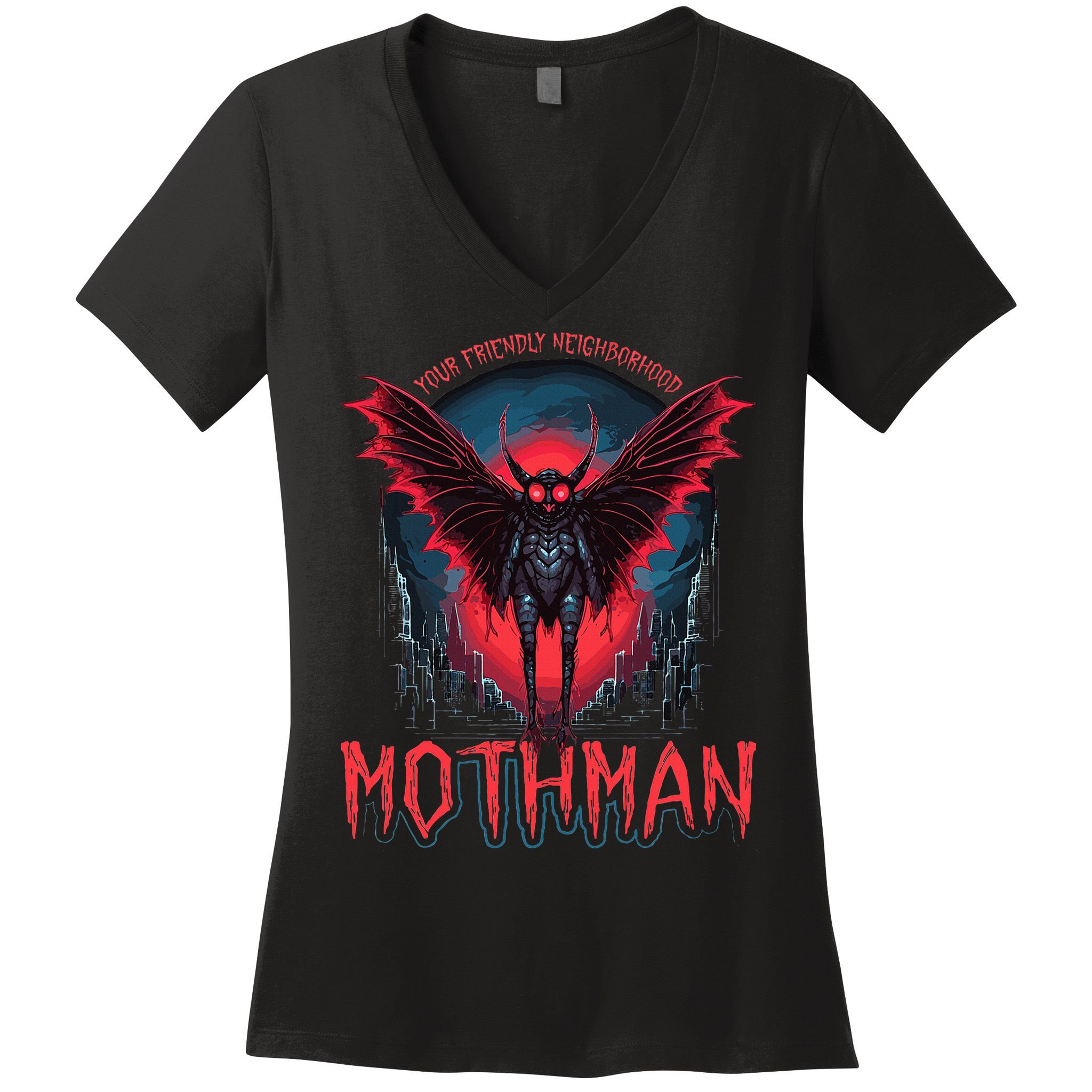 Friendly Neighborhood Mothman Cryptid Women's V-Neck T-Shirt