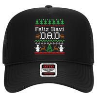 Feliz Navidad Mexican Spanish Ugly Christmas Sweater High Crown Mesh Back Trucker Hat