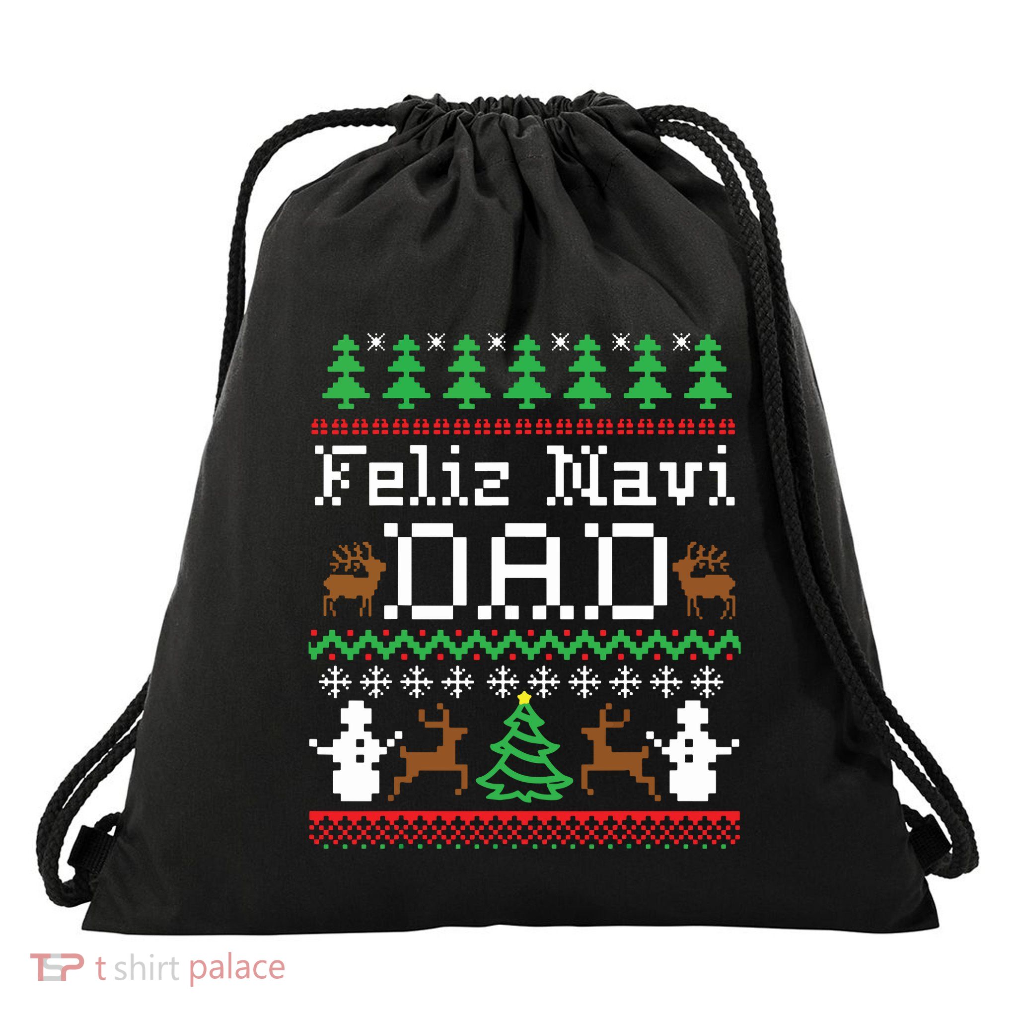 Feliz Navidad Mexican Spanish Ugly Christmas Sweater Drawstring Bag