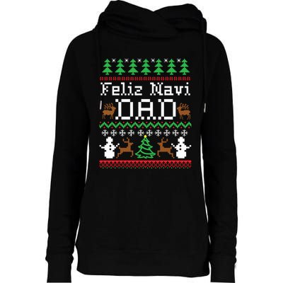 Feliz Navidad Mexican Spanish Ugly Christmas Sweater Womens Funnel Neck Pullover Hood