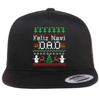 Feliz Navidad Mexican Spanish Ugly Christmas Sweater Flat Bill Trucker Hat