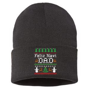 Feliz Navidad Mexican Spanish Ugly Christmas Sweater Sustainable Knit Beanie