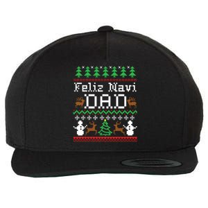 Feliz Navidad Mexican Spanish Ugly Christmas Sweater Wool Snapback Cap