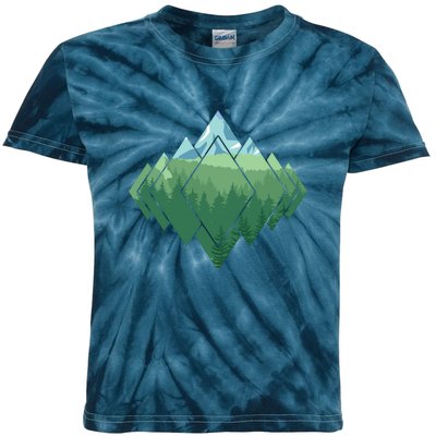 Forest Nature Mountains Trekking Camping Gift Kids Tie-Dye T-Shirt