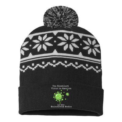 Fake News Media Anti Woke Conservative USA-Made Snowflake Beanie