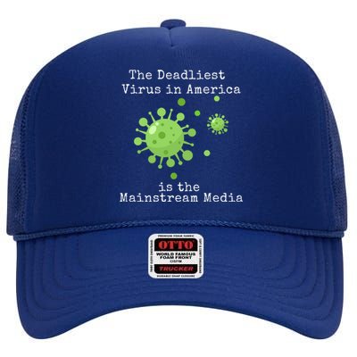 Fake News Media Anti Woke Conservative High Crown Mesh Back Trucker Hat