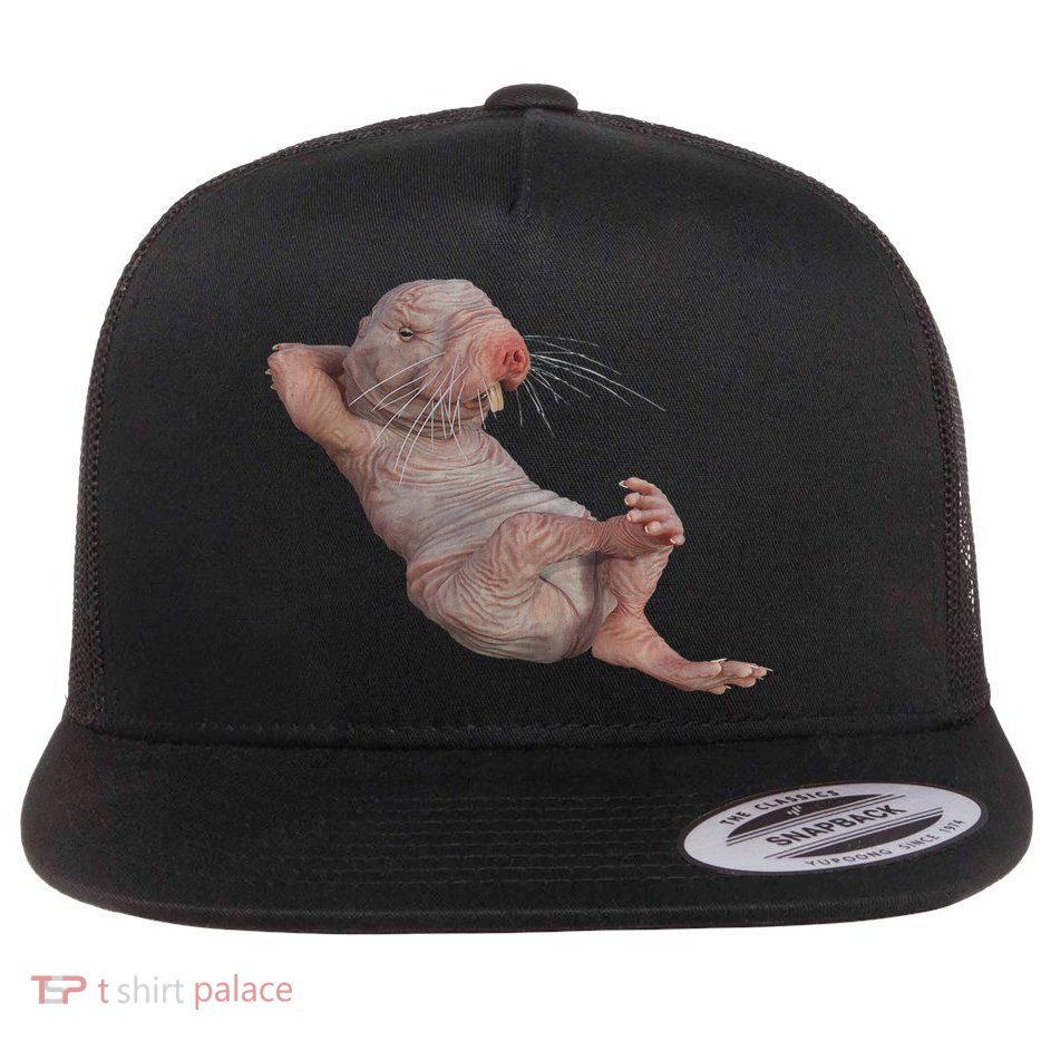 Funny Naked Mole Rat Zookeeper Safari Animal Lover Mole Rat Flat Bill Trucker Hat