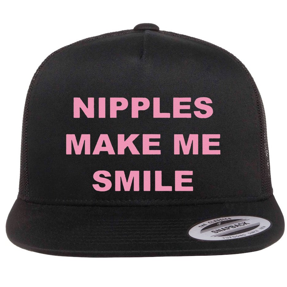 Funny Nipples Make Me Smile Flat Bill Trucker Hat