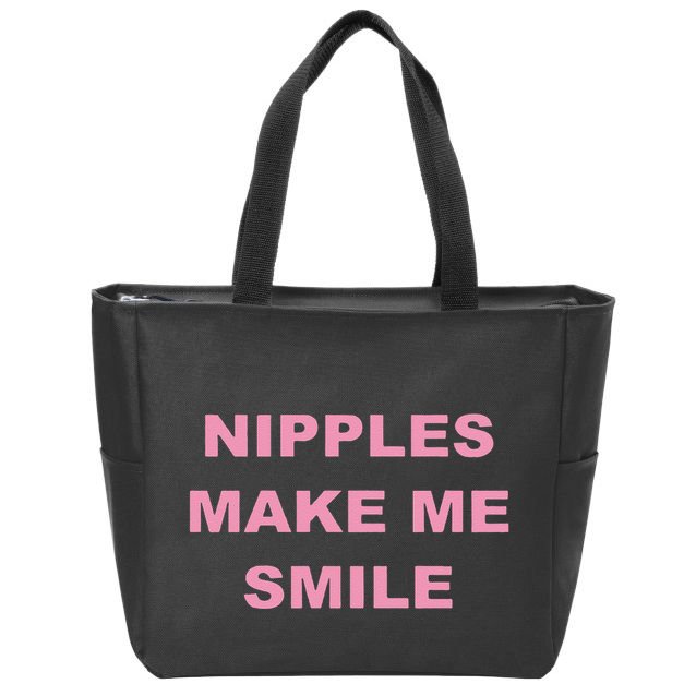 Funny Nipples Make Me Smile Zip Tote Bag
